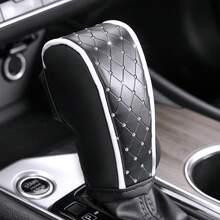 Luxury Diamond‑Studded Car Gear Shift Knob Cover Handbrake Sleeve, PU Leather Auto Gear Lever Protection Cover, Universal Fit Most Vehicles, Stylish Car Interior Modification Accessories - A - View 8