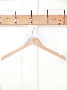 Wedding Hanger Set, Wooden Wedding Dress Hanger, Suit And Off-Shoulder Dress Hanger With Ribbon, Suitable For Bride And Groom, Perfect For Wedding Dress And Suit, Wedding Accessories, Wedding Decoration Items - Multicolor - View 5