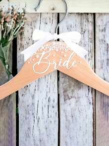 Wedding Hanger Set, Wooden Wedding Dress Hanger, Suit And Off-Shoulder Dress Hanger With Ribbon, Suitable For Bride And Groom, Perfect For Wedding Dress And Suit, Wedding Accessories, Wedding Decoration Items - Multicolor - View 4
