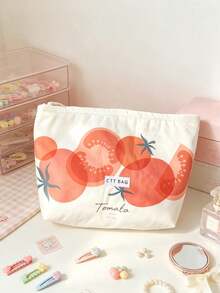 Cute Fruit Tomato Makeup Bag Multi Size Makeup Storage Bag Handbag Portable Zipper Storage Bag Wallet Card Bag - Multicolor - View 2