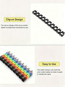 100pcs Cable Marker Kit, Cable Management Sleeves, Colored Wire Numbering Tubes, 0-9 Number Wire Labels And Clip-On Wire Markers, Suitable For 1.5mm²/2.5mm²/4mm²/6mm² Wires, Flame Retardant PVC Cable Identification - Multiple Styles - View 10