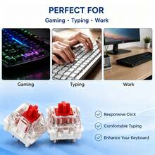 Saklar Keyboard Mekanik 50/104 Buah Biru/Coklat/Merah/Hitam, Satu Pencabut, Hot-Swap, Linear, Taktil, Saklar Klik, Aksesori Keyboard Mekanik Kustom DIY untuk Bermain Game dan Mengetik - View 5