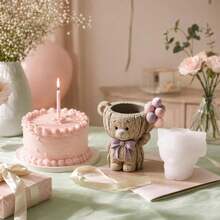 Cubulo Cetakan Silikon Resin Beruang Balon, Cetakan Resin Plaster DIY untuk Tempat Lilin, Pot Tanaman Sukulen Mini, Pot Pena Meja, Hadiah Buatan Tangan untuk Ulang Tahun, Pasangan, Teman, Dekorasi Rumah - Ini adalah jamur putih - WJ0150 - View 7
