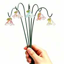 5-Piece/15-Piece Artificial Lily Of The Valley Garden Decoration Stakes (Assorted Colours) - Sparkling Miniature Landscape Bonsai Decorations - Outdoor Potted Plant Decorations And Festive Decorations - Assorted Colors, 5 Pieces - View 2