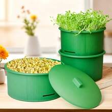 3pcs Bean Sprout Growing Container Set, Large Capacity Home Bean Sprout Maker, Mung Bean, Soybean Water Cultivation Tray - A - View 4