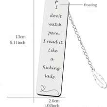 Metal Bookmark Gift, Engraved Stainless Steel Leaf Pendant Bookmark With "I Read It Like A Fking Lady" - A - View 5