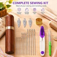 Stainless Steel Large Eye Sewing Needles, Knitting And Crochet Supplies, 5 Sizes Knitting Needles With Storage Box, DIY Handcraft Threading Needles, Perfect Crochet Project Set - Multi-color/Multi-style - View 1