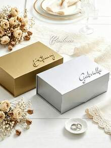 Personalized Groomsman Gift Box, Customized Magnetic Gift Box, Customized Wedding Gift Bag, Groomsman Invitation Box, Empty Wedding Gift Box, Suitable For Bridesmaid Gifts, Wedding Party - Multicolor - View 3