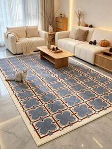 1pc Vintage Style Blue Plaid Decorative Rug, Living Room Carpet, Bedside Plush Rug, Autumn/Winter Rug, Thick Rug, Large Living Room Rug, Bedroom Rug, Living Room Home Decor, Outdoor Rug, Washable Rug - Multicolor 3 - View 2