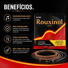 Jogo Cordas Violao Aco Rouxinol R50 Bronze Tensao Media - Bronze - Visão 5