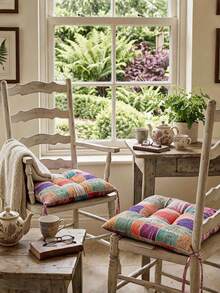 Made In Turkey Cushion 40*40 For Office & Garden & Kitchen Soft With Tie - Light Grey - View 3