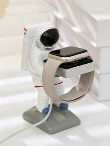 Cute Astronaut Watch Charging Stand, Spaceman Watch Charger Base, Creative Desktop Watch Holder, Novel Desktop Decor Ornament, Unique Gift For Space Enthusiasts - White - View 3