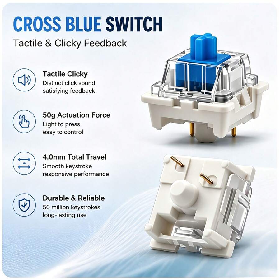Mechanical Keyboard Switches Fidget Clicker Kit 30/50/100Pcs Shaft Include 10/20Pcs Keychain Ring For Gaming Keyboard Replacement Portable Stress Relief Decompression Fingertip Fidget - View 1