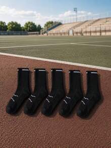 Professional Mid-Calf Sports Socks For Men And Women, Thick Terry Sole, Shock-Absorbing, Anti-Slip, Breathable Long Socks For Running, Fitness, Basketball - Multicolor - View 3