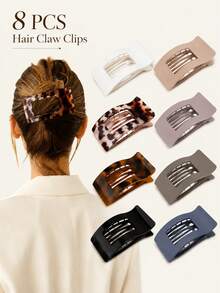 Women's Flat Hair Clips - 8pcs French Flat Hair Clips, Medium Size Girls Hair Clips, Large Hair Clips, Suitable For Thick Or Thin Hair, Durable And Non-Slip, Suitable For Women (Leopard Print) - Multicolor - View 14