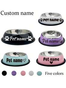 Personalized Stainless Steel Dog Bowl With Non Slip Bottom, Dog Bowl For Small Medium & Large Dogs, Custom Pet Name Dog Feeding Bowl For Food & Water - Multicolor - View 1
