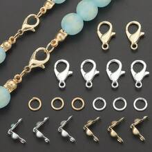 380pcs DIY Jewelry Making Accessories Set, Includes 60pcs Lobster Clasp, 120pcs Crimp Beads, 200pcs Closed Jump Rings, Suitable For Handmade Woven DIY Necklace, Bracelet, Bag Charm, Can Be Flattened To Secure Clasp, Pendant Chain Connector Rings, DIY Jewelry Making Materials - Lobster Clasp & Jump Ring & Bag Clasp - View 10