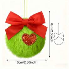 6pcs/Set Christmas Bow Heart-Shaped Plush Ball Decorations, Christmas Decor Set, Suitable For Decorating Christmas Holiday Events, Theme Parties And Celebration Occasions, Also Suitable For Christmas Tree, Fireplace And Christmas Wreath Decoration - Multicolor - View 7