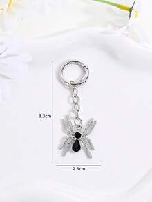 1pc Halloween Gothic Rhinestone Spider Bow Cross Faux Pearl Keychain Bag Charm, Car Decor, Couple Pendant, Party Gift - Multicolor - View 9