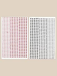 2PCS Black + Red Large & Small Round Rhinestone Face Gems, Self-Adhesive Rhinestone Stickers For Halloween Makeup, Party Gift, Reusable Glitter Decorative Face Jewels - Multicolor - View 10