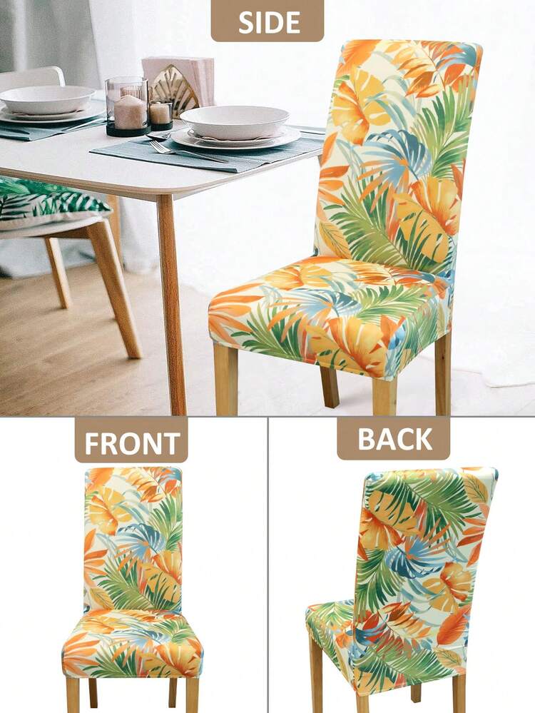 1/4/6PCS Detachable Elastic Chair Covers, Polyester Full Coverage Floral Bird Print Dining Chair Covers, Home Decor Hotel Banquet Restaurant Chair Protective Covers - Multicolor - View 3
