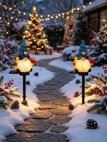 1pc Resin Gnome Solar Garden Stake Light, Fairy Statue Landscape Light, Waterproof Outdoor Decorative Light, Suitable For Lawn, Patio, Yard, Pool, Garage, Christmas Holiday Atmosphere Decoration - Multicolor - View 3