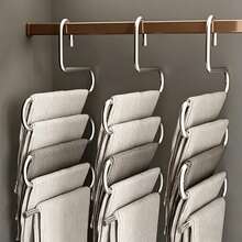 10pcs Premium Multi-Layer Iron Alloy Pants Hangers, Heavy Duty Space-Saving Closet Storage Rack, Sturdy Durable Pants Hanging Rack, High-End Home Bedroom Closet Accessories - Multicolor - View 2
