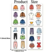 10/5/2/1 Sets Cartoon Clothing Classification Cabinet Decals, Colorful PVC Removable Self‑Adhesive Drawer Stickers For Wardrobe Closet Drawer Home Organization Decor - Clothing Recognition Wall Stickers - View 2