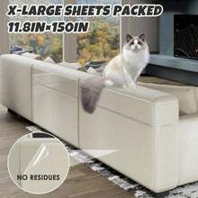 1 Roll Thick Clear Cat Scratch Protector, Self-Adhesive Vinyl Furniture Shield, Waterproof & Durable Anti-Scratch Tape For Sofa, Walls, Doors & Countertops - 3m*45cm - View 7