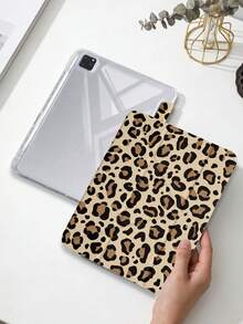 1件黃色豹紋平板電腦保護殼，兼容 iPad Mini6/7/Air/Air2/9.7/10.2/10.5/10.9 (Air4-Air8)/Pro 11/10th Gen/A16/Pro 11 2024，彩繪圖案平板保護套，透明壓克力背殼，絲綢質感 8 折支架，自動休眠/喚醒，內置筆槽，不含筆，部分機型附相機框 - 彩色 - 查看 2