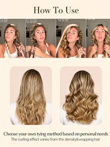 Heatless Curling Set, Create Natural Wavy Curls Overnight Without Heat Damage. Includes Satin Sleep Cap, Hair Bands And Hair Clips. Soft And Silky Texture, Easy To Use During Sleep. Suitable For Home And Travel, Get Charming Curls Every Morning. - Multicolor - View 6