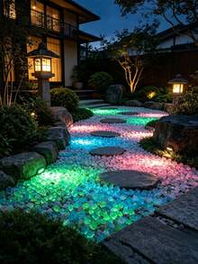 1000pcs/Bag Fluorescent Glow Resin Pebbles, Fluorescent Glow Stones, Suitable For Garden Landscape, Aquarium Fish Tank Bottom Sand, Vase Tank Filling, Glow Under Black Light - Multicolor - View 5