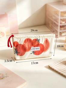 Cute Fruit Tomato Makeup Bag Multi Size Makeup Storage Bag Handbag Portable Zipper Storage Bag Wallet Card Bag - Multicolor - View 7