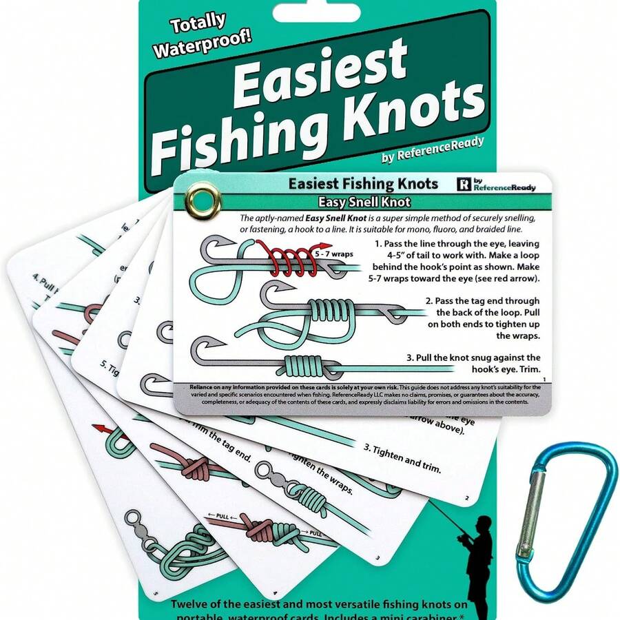 Easiest Fishing Knots Pocket Guide For Beginners | Waterproof Pocket Fisherman Guide On How To Tie The 12 Simplest Knots. Great Fishing Gadget & Fishing Gift - Multicolor - View 1