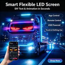 Nueva pantalla LED flexible de Halloween, pegatina de coche con ojo de demonio dinámico, compatible con control remoto y control por aplicación, texto, imágenes y animaciones personalizables, pantalla LED portátil y suave, adecuada para parabrisas de coche, decoración de carrocería de coche, etiquetas de ropa, letreros de tienda y anuncios, IPX5 - Multicolor - Ver 4