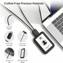 ID Card Lanyard, Silicone ID Card Holder Business Card Protective Case, With Retractable Cord, Quick Release Buckle, 2 Card Slots, Suitable For Office Staff, Teachers, Employees, Cruise Black - Silicone Card Sleeve - View 3