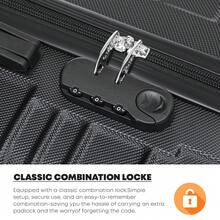 YONSLY Suitcase Set With Combination Lock 4 360° Wheels Mesh Pocket Soft Rubber Handle Nylon Toiletry Bag Travel Bag And 16+20 Inch Travel Suitcase - 黑色 - 查看 5