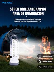 MOREKA linterna de luz de emergencia portátil, luz LED 3 en 1, luz para acampar al aire libre, puede ser portátil o iluminación interior - Blanco - Ver 8