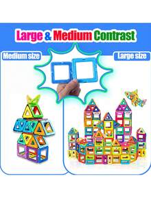 Magnetic Building Blocks Set - Creative DIY Assembly Toy, Improve Hand-Eye Coordination, Promote Brain Development, Colorful ABS Magnets, Suitable As Holiday/Birthday Gift - Random Color, STEM Toy - Multicolor - View 6
