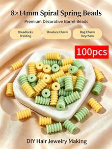 50/100pcs 8x14mm Acrylic Multicolor Spiral Barrel Beads,Cute Cylindrical Large Hole Plastic Beads,Suitable For DIY Hair Accessories And Bead Jewelry Making,Shoe Charms, Bag Chain, Bracelets,Keychains,Crafts For Adults - Multicolor - View 10