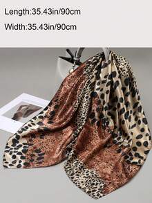 1pc Leopard Print Imitated Silk Scarf Women Casual Headscarf, Fashionable Square Scarf Shawl Suitable For DailyWear - Multicolor - View 11