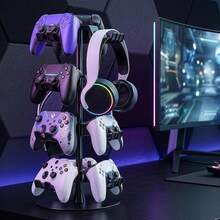 3-Tier Aluminum Alloy Controller Holder Stand, Rotatable Gamepad And Headset Hanger With Anti-Slip Base, Gaming Desk Organizer For P5/P4, XSX/XSS, Switch 2 And PC Controllers - View 8