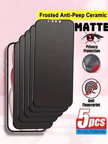 5pcs 18 Pro/18 Pro Max, 16 Pro Max 16E 16 Plus 15 Pro Max 6.9 Inch 6.7 Inch 17 Pro Max 17 17 Pro 17 Air Matte Privacy Screen Protector, 9H+ Matte Privacy Ceramic Film, Soft Film, Full Coverage Matte Ceramic Privacy, Anti-Fingerprint, Anti-Glare, Anti-Peeping, Sensitive Touch, Compatible With Phone Case, Never Break, No Need To Worry About Damage - Black - View 37