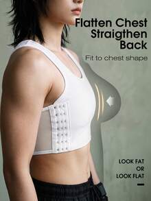 1 buah Tank Top Pembentuk Dada Mikro Wanita, Atasan Kompresi Dada Trans FTM, Pengikat Dada Tanpa Jahitan yang Dapat Diatur, Atasan Olahraga Pembentuk Tubuh Wanita - Putih - View 6