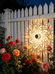 1/2/4pcs Mandala Pattern Solar Projection Wall Light, LED Outdoor Solar Wall Light, Waterproof Landscape Decorative Light, Suitable For Garden, Lawn, Patio, Stairs, Birthday Party Atmosphere Decoration - Multicolor - View 3
