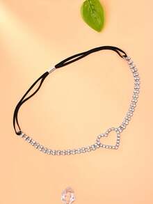 STONEFANS Rhinestone Heart Decor Thigh Chain - Silver - View 3