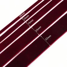 1pc Deep Red Single‑Sided Velvet Ribbon, 10‑50mm Assorted Width, Decorative Ribbon For Jewelry Display, Flower Gift Wrapping, Bow Decoration, Perfect For Valentine's Day, Christmas And New Year Party Home Decor - Multicolor - View 3