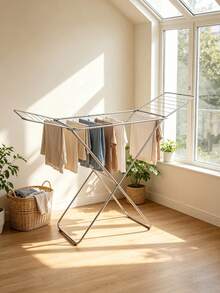 Large‑Sized Foldable Clothes Drying Rack With Large Drying Capacity. It Can Be Folded For Storage To Save Space, Features A Stable Support Frame, And Is Suitable For Both Indoor And Outdoor Use, Making It Convenient For Drying Clothes And Bedding. - A - View 2