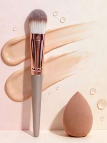 1pc Tongue-Shaped Flat Head Foundation Brush, Soft Seamless Non-Absorbent Concealer Brush, Mask Brush, Portable Makeup Tool - Multicolor - View 14