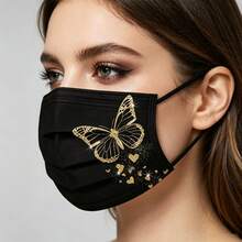 20 قطعة أقنعة وجه ذهبية على شكل فراشة قابلة للتخلص منها ب- 4 طبقات، تصميم محدد يتناسب مع شكل الوجه، حلقات أذن مطاطية سميكة ومشبك أنف، أقنعة وجه للنساء، أقنعة حماية من الشمس في الأماكن المفتوحة، مناسبة للسفر والأنشطة الخارجية والارتداء اليومي والاستخدام في المكتب - A - مشاهدة 7